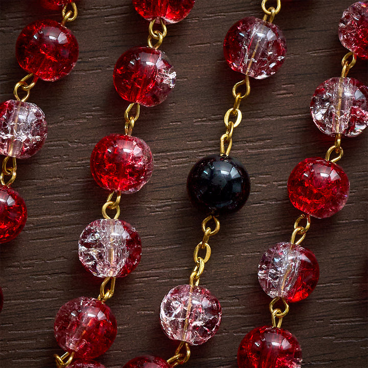 Solacebeads Crackle Red Beads Glass Rosary  With Archangel Crucifix: Rooted In Sacred Redemption - image 2
