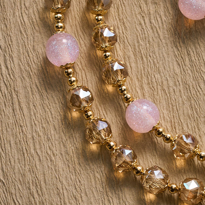 Solacebeads Blush Amber Champagne Crystal Rosary With Gold Emblems: Rooted In Maria Gentle Devotion - image 3