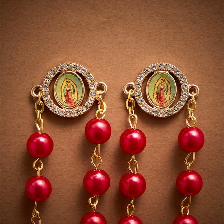 Solacebeads Red Pearl Beads Guadalupe Artistic Rosary With Guadalupe Set: Rooted In Marian Blessing - image 3