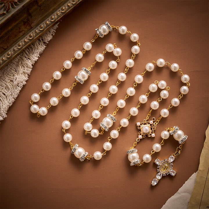 Solacebeads Sparkle Pearl Artistic Rosary With Silver Crystal Accents: Rooted In Pure Marian Grace - image 8