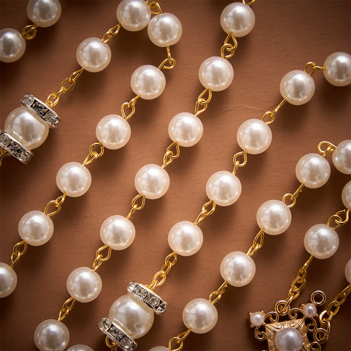 Solacebeads Sparkle Pearl Artistic Rosary With Silver Crystal Accents: Rooted In Pure Marian Grace - image 2
