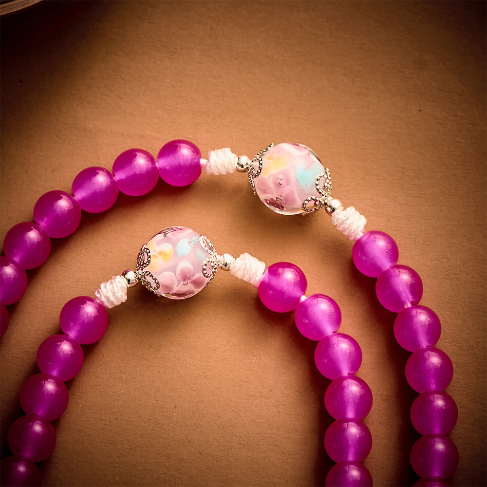 Solacebeads Magenta Floral Artistic Rosary With Pink Crucifix: Rooted In Our Lady Of Fatima Blessing - image 2