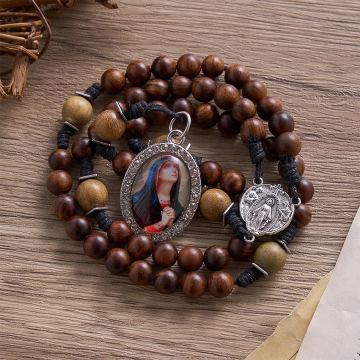 SolaceBeads Black Rosewood &amp; Green Sandalwood Rosary With Mary Pendant: Rooted in Marian Devotion - image 5