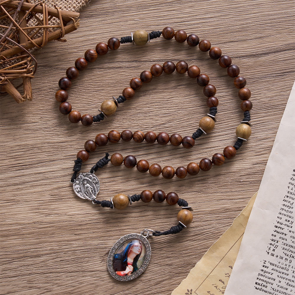 SolaceBeads Black Rosewood &amp; Green Sandalwood Rosary With Mary Pendant: Rooted in Marian Devotion - image 8