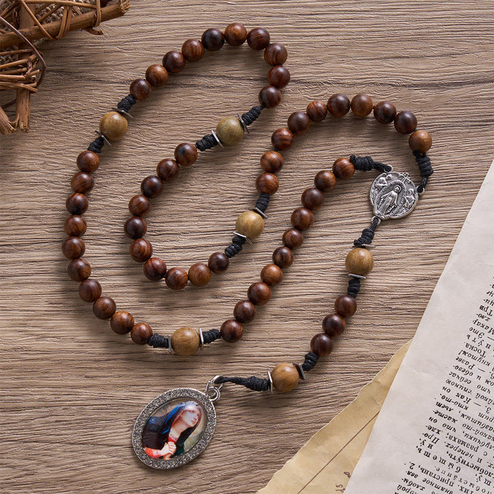 SolaceBeads Black Rosewood &amp; Green Sandalwood Rosary With Mary Pendant: Rooted in Marian Devotion - image 7