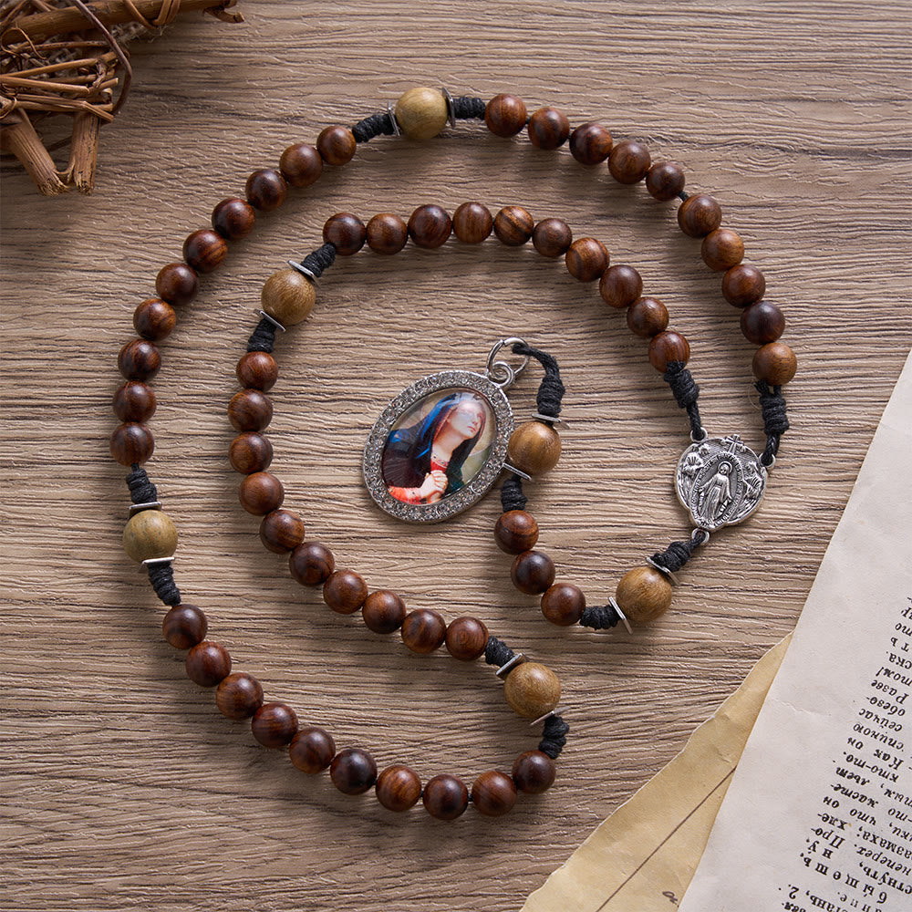 SolaceBeads Black Rosewood &amp; Green Sandalwood Rosary With Mary Pendant: Rooted in Marian Devotion - image 6