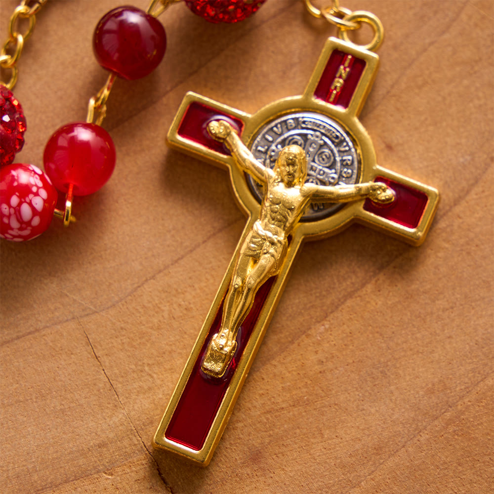 SolaceBeads Dual Red Chalcedony Stone Rosary With Red Enamel Crucifix: Rooted in Sacred Devotion - image 4