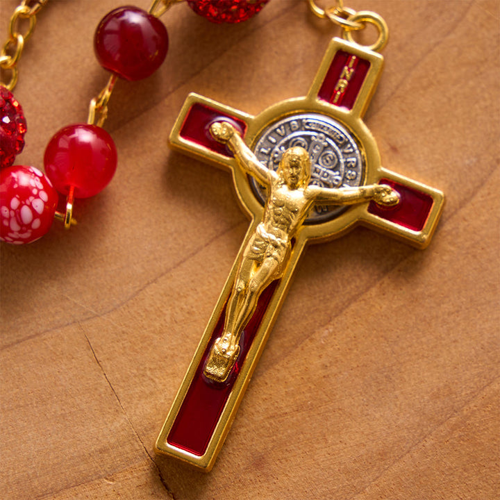 SolaceBeads Dual Red Chalcedony Stone Rosary With Red Enamel Crucifix: Rooted in Sacred Devotion - image 4