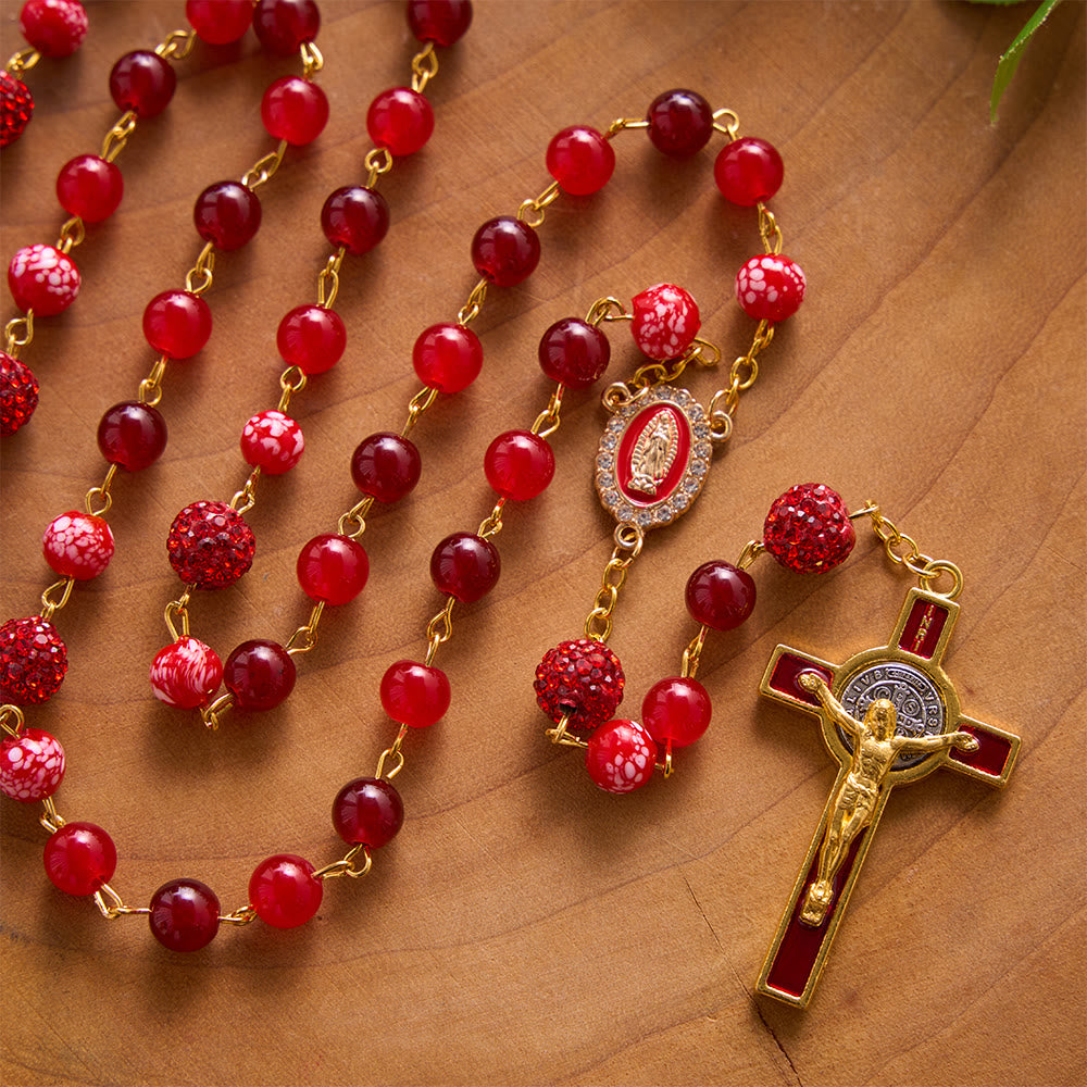 SolaceBeads Dual Red Chalcedony Stone Rosary With Red Enamel Crucifix: Rooted in Sacred Devotion - image 5