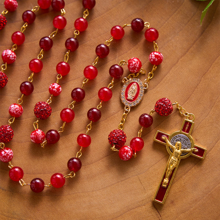 SolaceBeads Dual Red Chalcedony Stone Rosary With Red Enamel Crucifix: Rooted in Sacred Devotion - image 5