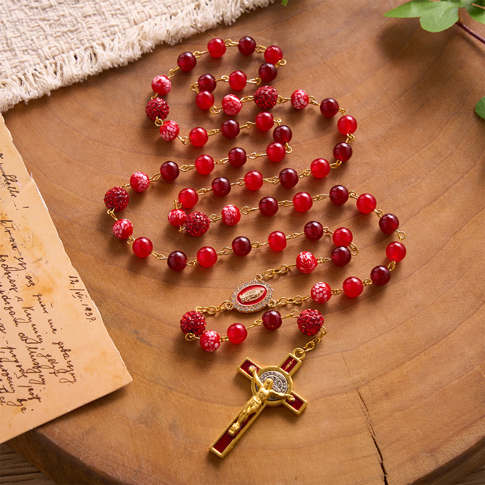 SolaceBeads Dual Red Chalcedony Stone Rosary With Red Enamel Crucifix: Rooted in Sacred Devotion - image 7