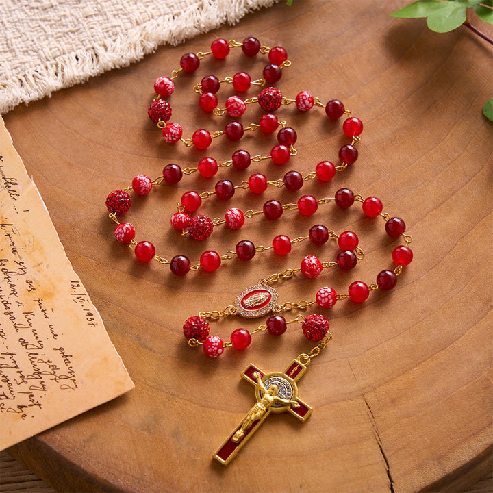 SolaceBeads Dual Red Chalcedony Stone Rosary With Red Enamel Crucifix: Rooted in Sacred Devotion - image 7