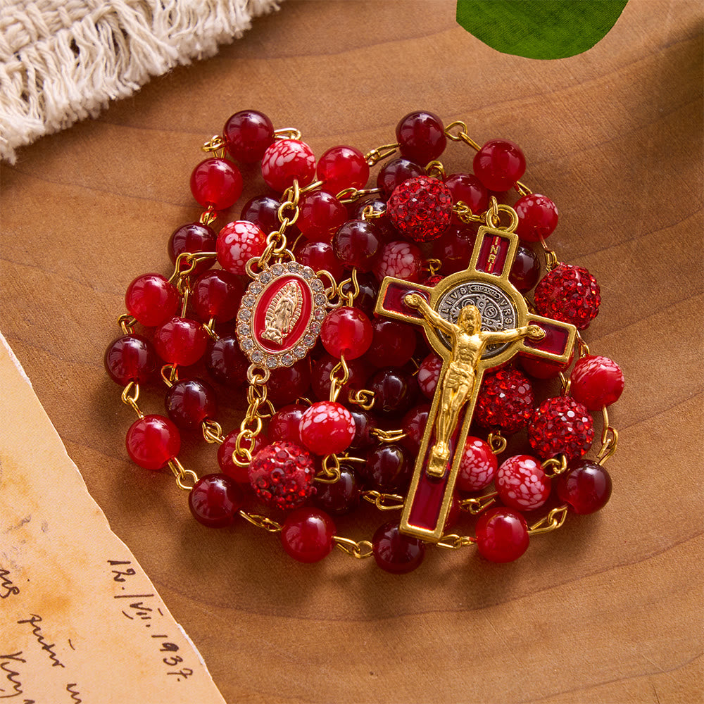 SolaceBeads Dual Red Chalcedony Stone Rosary With Red Enamel Crucifix: Rooted in Sacred Devotion - image 6
