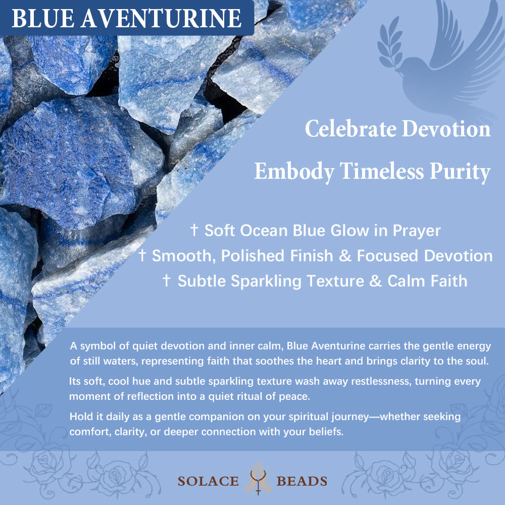 Solacebeads Frosted Blue Aventurine Handmade Peaceful Sea Rosary: Woven With Quietness - image 9