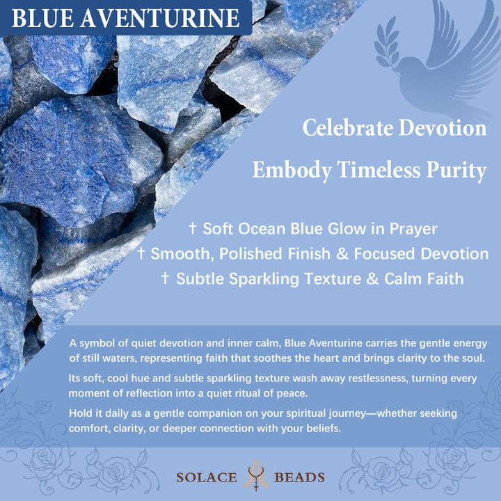 Solacebeads Frosted Blue Aventurine Handmade Peaceful Sea Rosary: Woven With Quietness - image 9