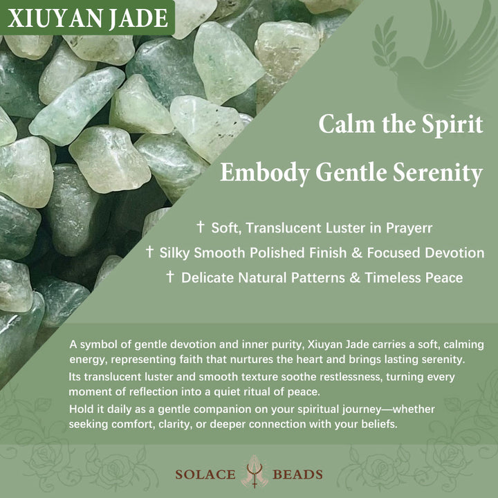 SolaceBeads Green Xiuyan Jade Rosary Bracelet Wrap with Miraculous Medal: Wearable Calm - image 8