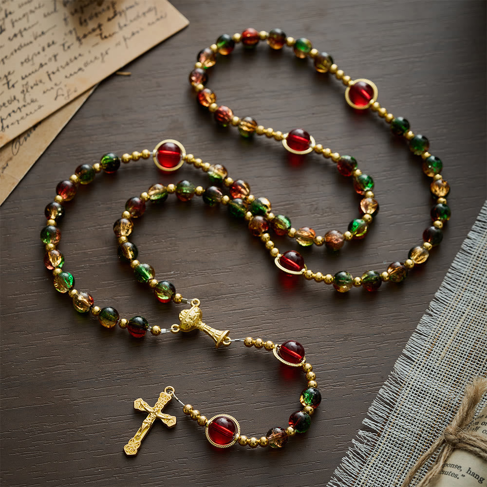 SolaceBeads Glass Rosary with Red-Green Glass Beads: A Dazzling Shine for Daily Devotion - image 9