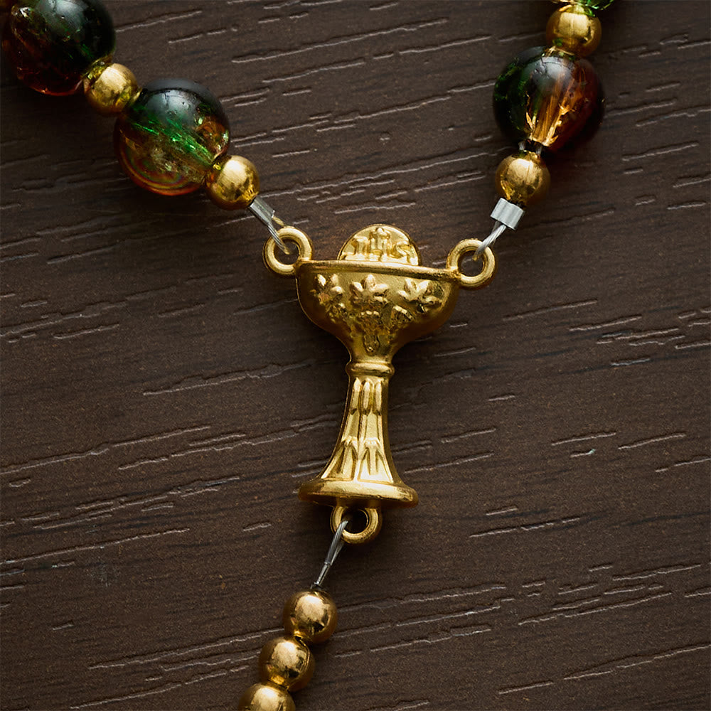 SolaceBeads Glass Rosary with Red-Green Glass Beads: A Dazzling Shine for Daily Devotion - image 6