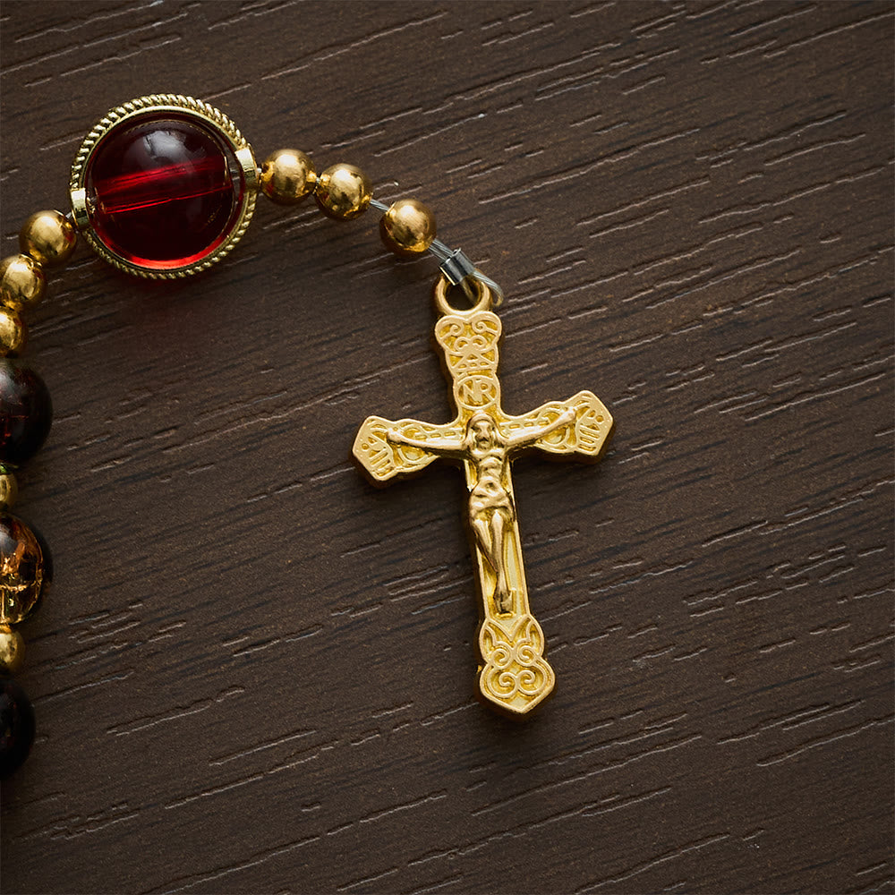 SolaceBeads Glass Rosary with Red-Green Glass Beads: A Dazzling Shine for Daily Devotion - image 7