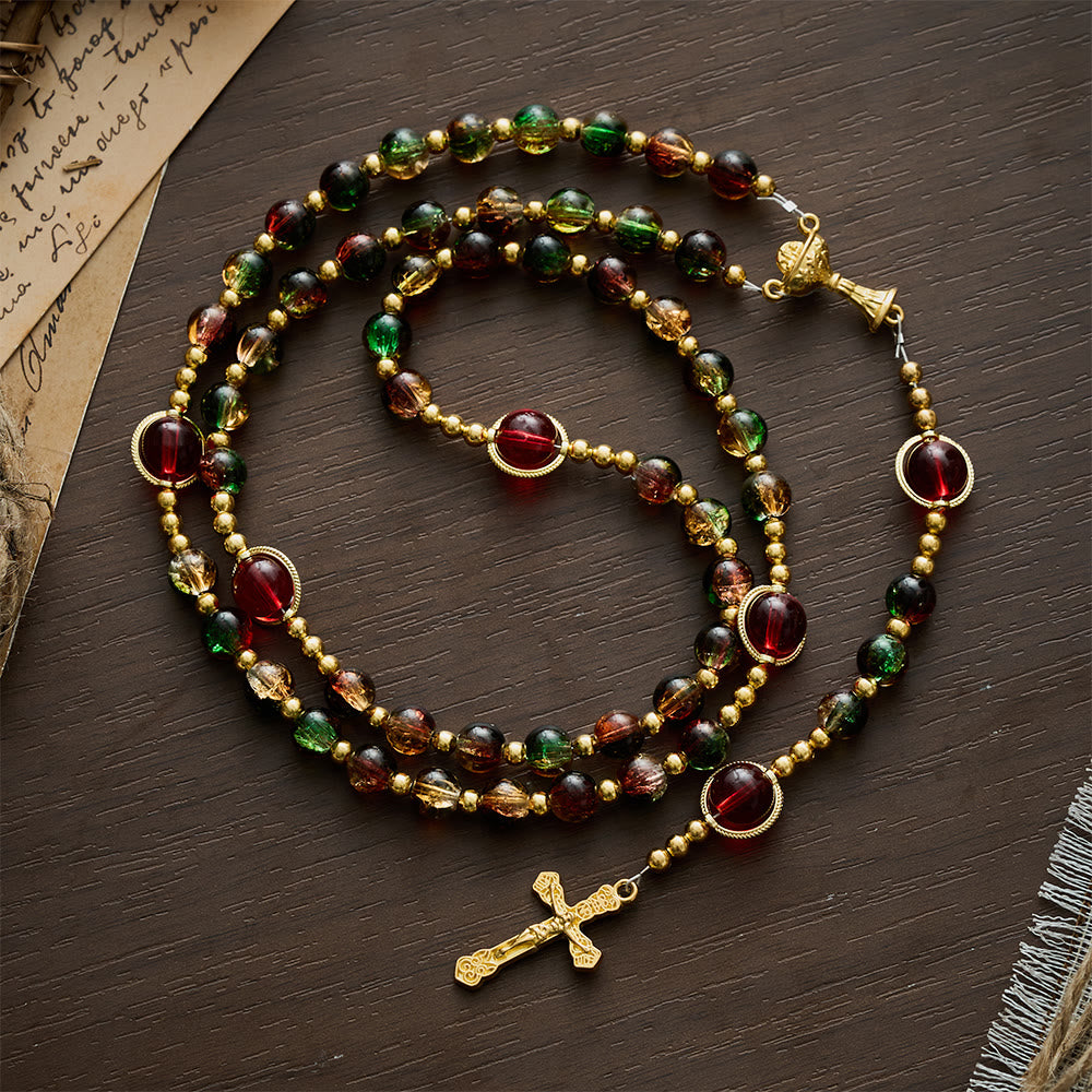 SolaceBeads Glass Rosary with Red-Green Glass Beads: A Dazzling Shine for Daily Devotion - image 3