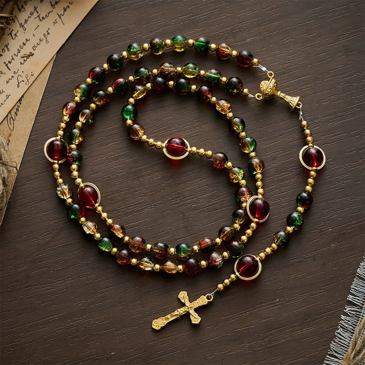 SolaceBeads Glass Rosary with Red-Green Glass Beads: A Dazzling Shine for Daily Devotion - image 3