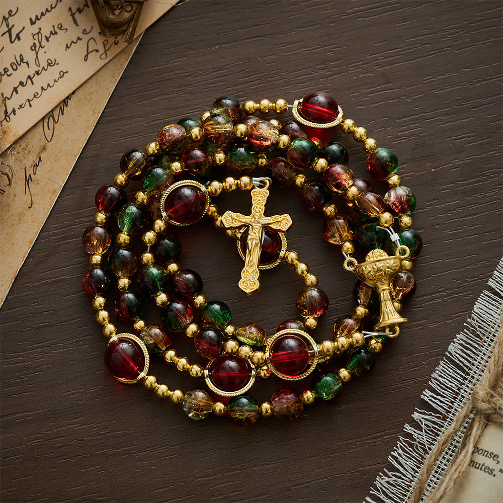 SolaceBeads Glass Rosary with Red-Green Glass Beads: A Dazzling Shine for Daily Devotion - image 8