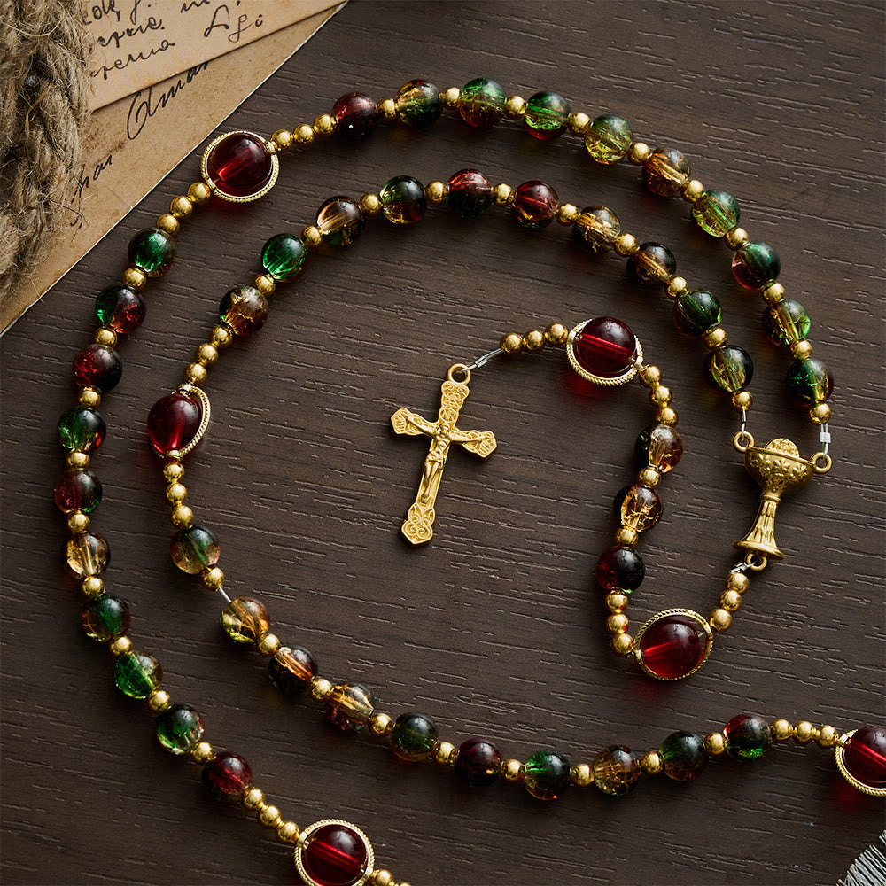 SolaceBeads Glass Rosary with Red-Green Glass Beads: A Dazzling Shine for Daily Devotion - image 4