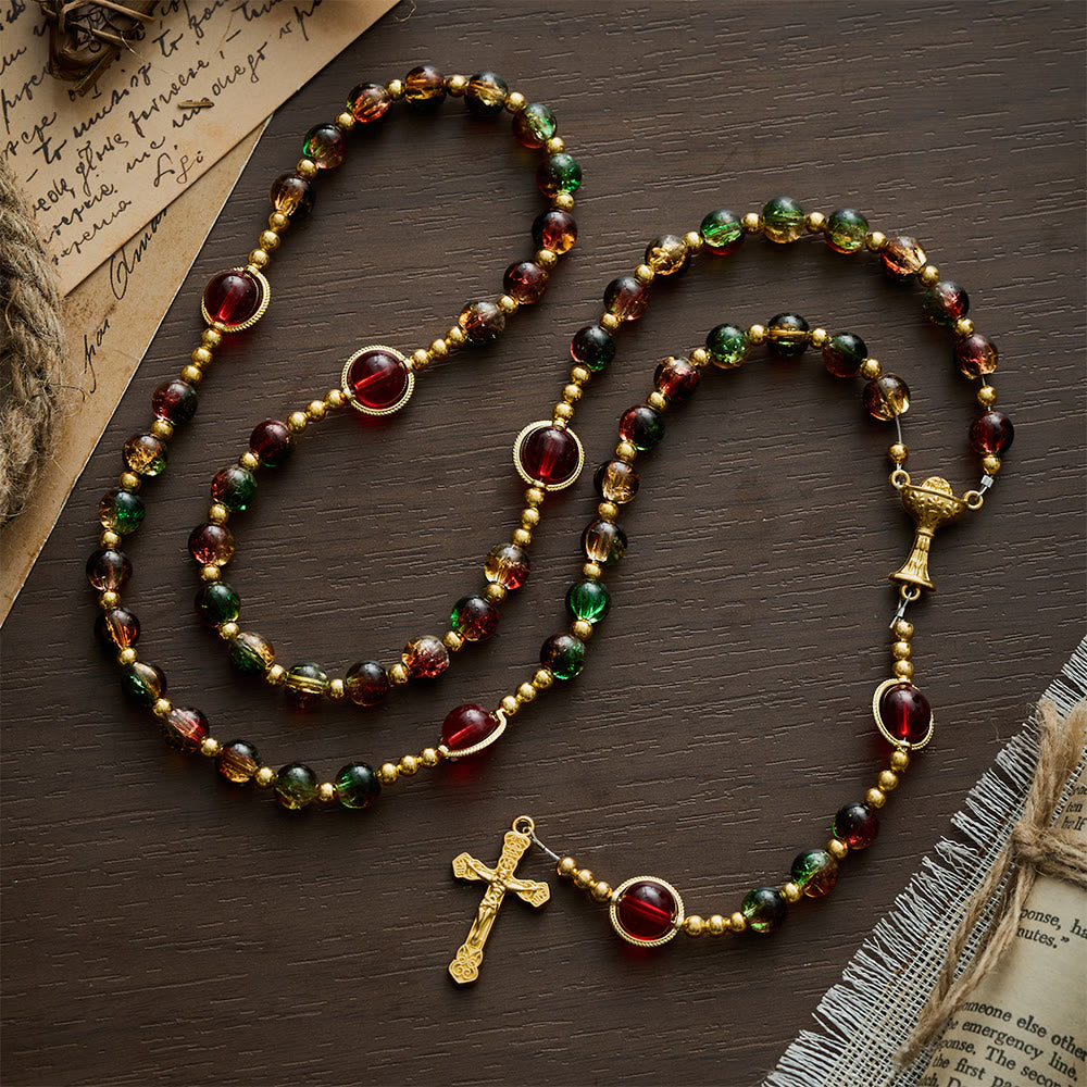 SolaceBeads Glass Rosary with Red-Green Glass Beads: A Dazzling Shine for Daily Devotion - image 2