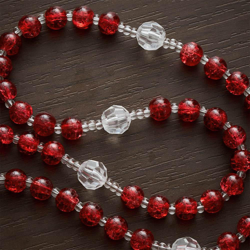 SolaceBeads Red Crackle Glass &amp; Faceted Clear Glass Beads Rosary: Rooted in Holy Face Devotion - image 2
