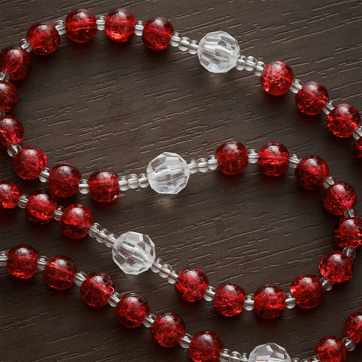 SolaceBeads Red Crackle Glass &amp; Faceted Clear Glass Beads Rosary: Rooted in Holy Face Devotion - image 2
