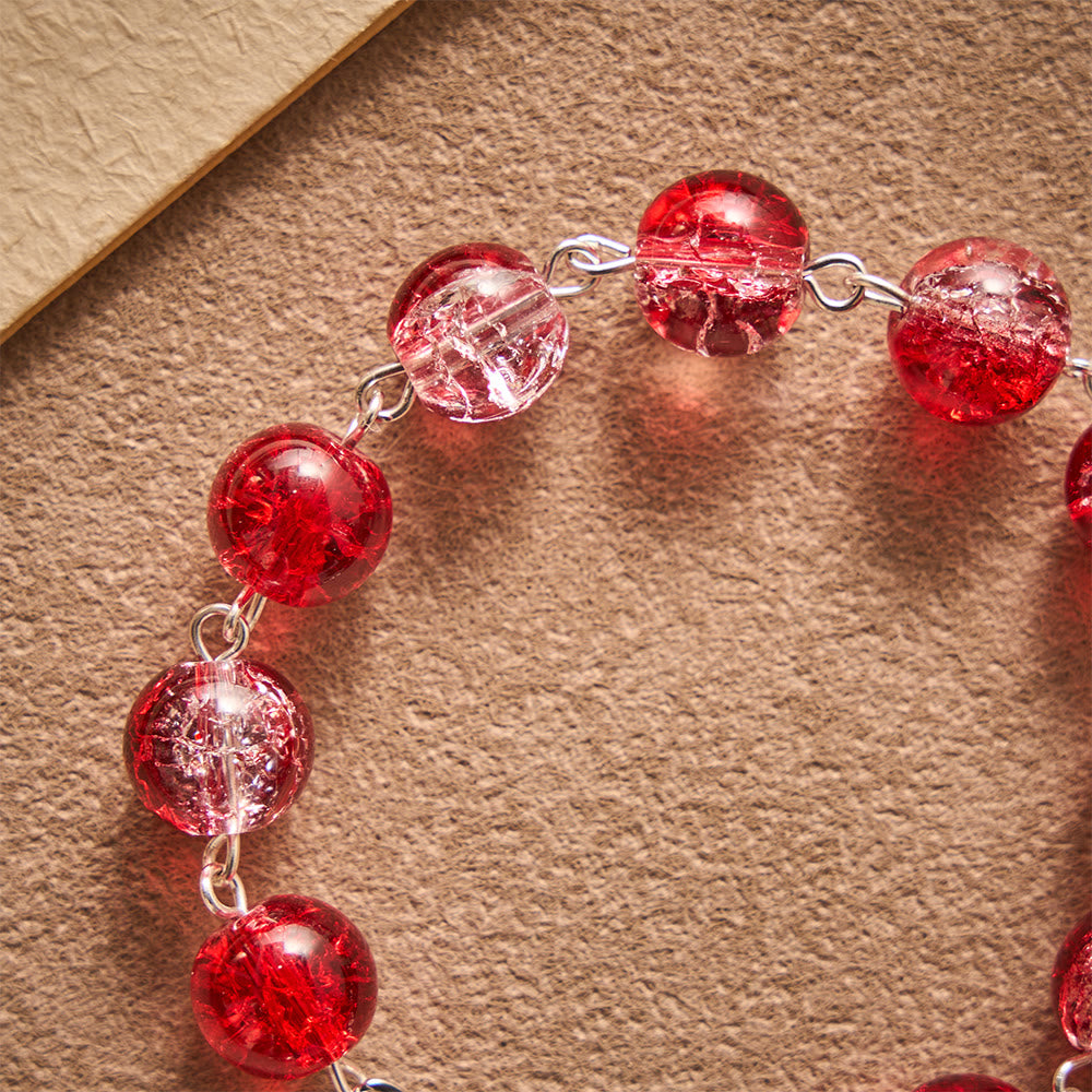 SolaceBeads Red Crackle Glass Pocket Rosary &amp; Red Crucifix: Rooted in Sacred Heart Devotion - image 2