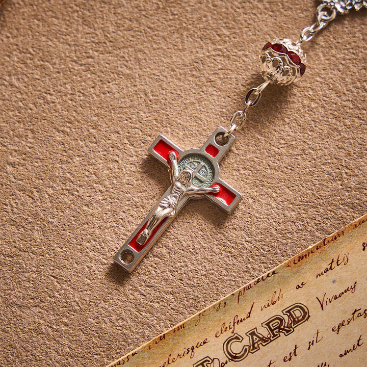 SolaceBeads Red Crackle Glass Pocket Rosary &amp; Red Crucifix: Rooted in Sacred Heart Devotion - image 4