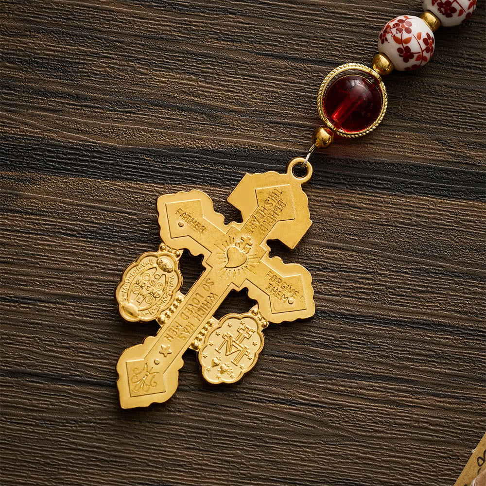SolaceBeads Floral Rosary With Red Floral Ceramic Beads: A Soft Gentle Glow for Daily Devotion - image 7