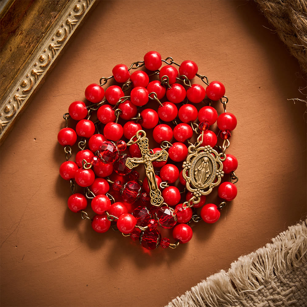SolaceBeads Red Natural Stone Beads Stone Rosary: A Rich Crimson Glow for Daily Devotion - image 6