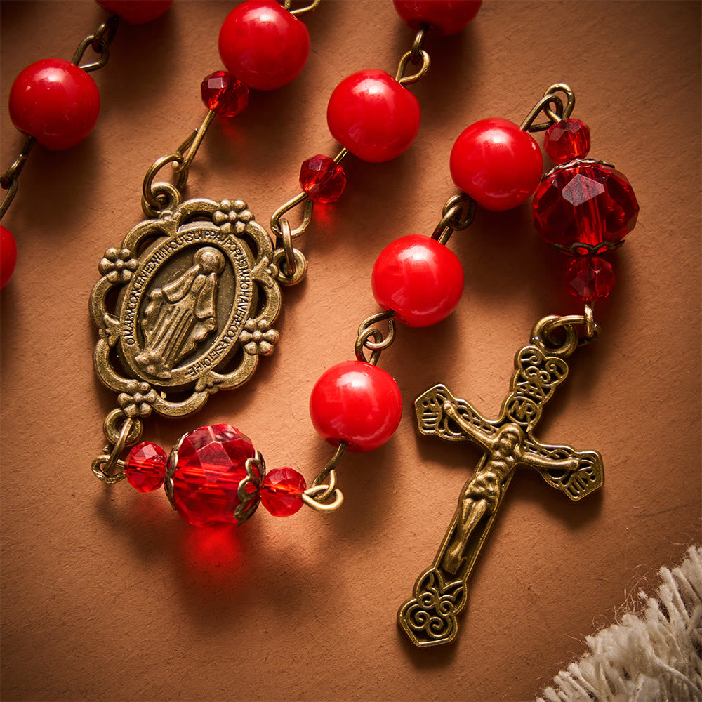 SolaceBeads Red Natural Stone Beads Stone Rosary: A Rich Crimson Glow for Daily Devotion - image 5