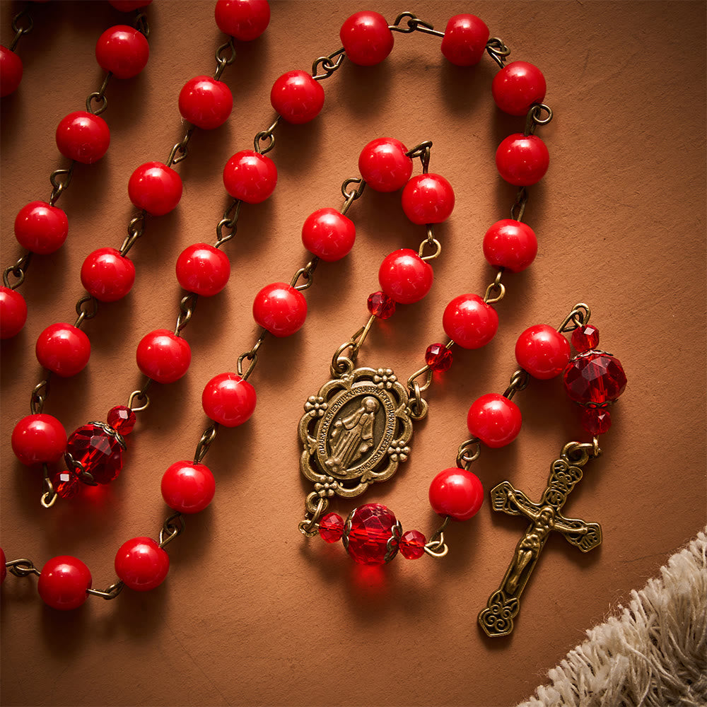 SolaceBeads Red Natural Stone Beads Stone Rosary: A Rich Crimson Glow for Daily Devotion - image 3