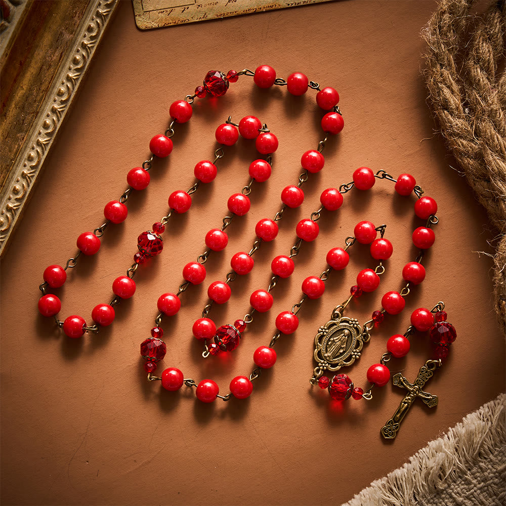 SolaceBeads Red Natural Stone Beads Stone Rosary: A Rich Crimson Glow for Daily Devotion - image 2