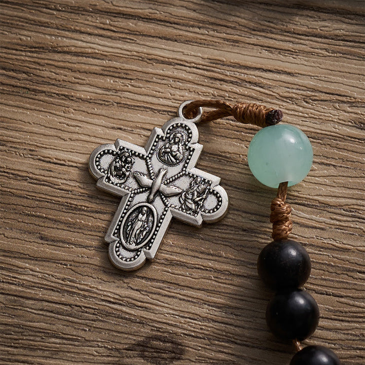 SolaceBeads Black Ebony Beads &amp; Jade Green Stone Accents Wood Rosary: A Calm Tone for Daily Devotion - image 6