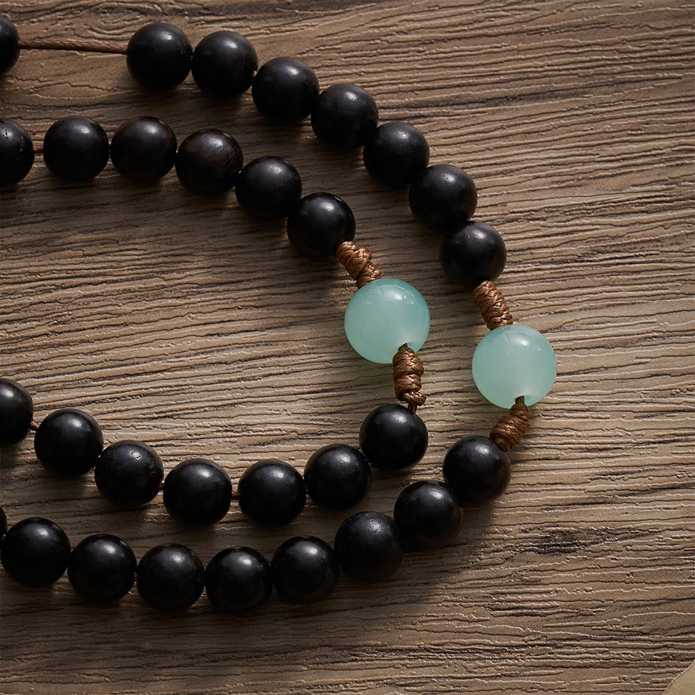 SolaceBeads Black Ebony Beads &amp; Jade Green Stone Accents Wood Rosary: A Calm Tone for Daily Devotion - image 4