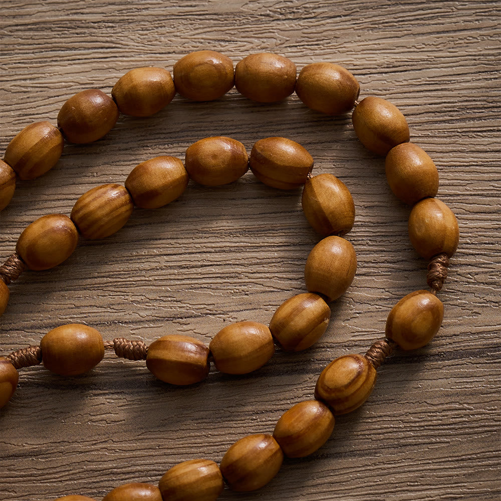 SolaceBeads Natural Oval Pine Beads Wood Rosary: Peaceful Grounded Vibe for Quiet Reflection - image 5