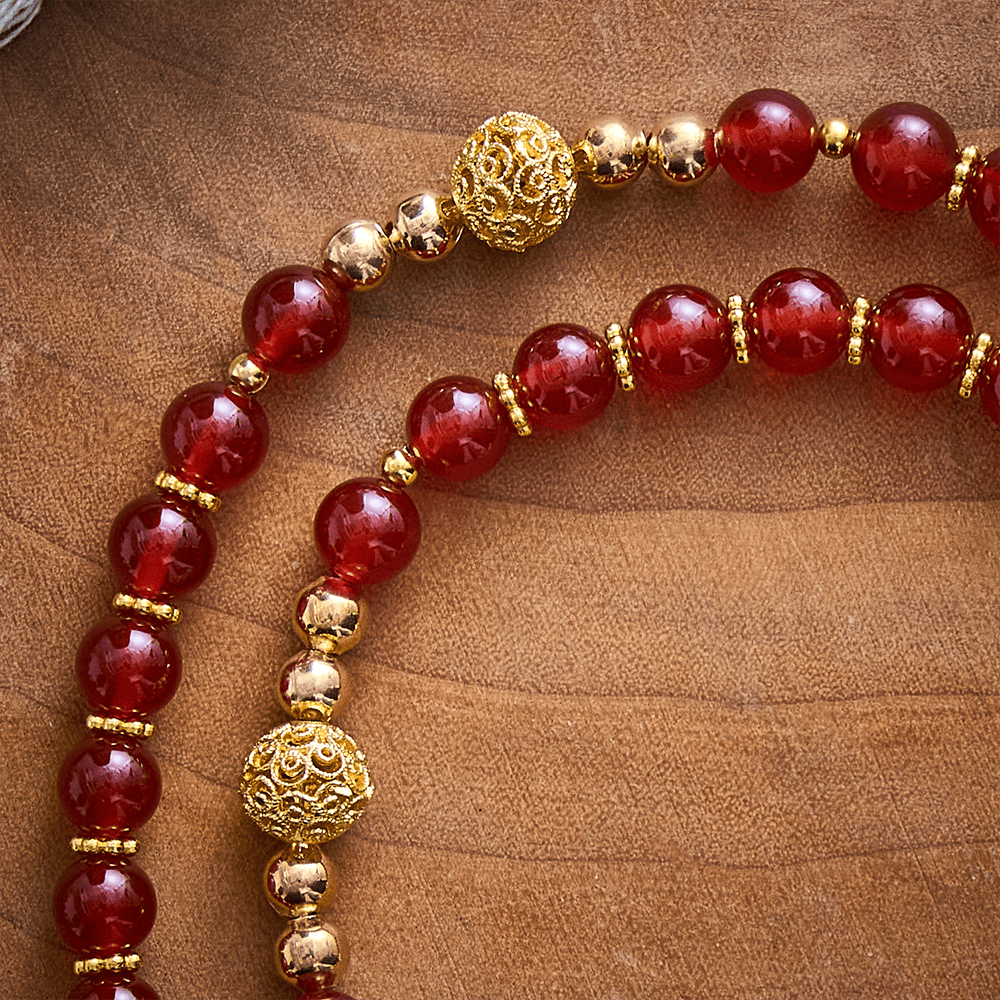 SolaceBeads Red Agate Rosary, Filigree Ball Beads, Sacred Heart &amp; Madonna: Gentle Warm Daily Devotion - image 4