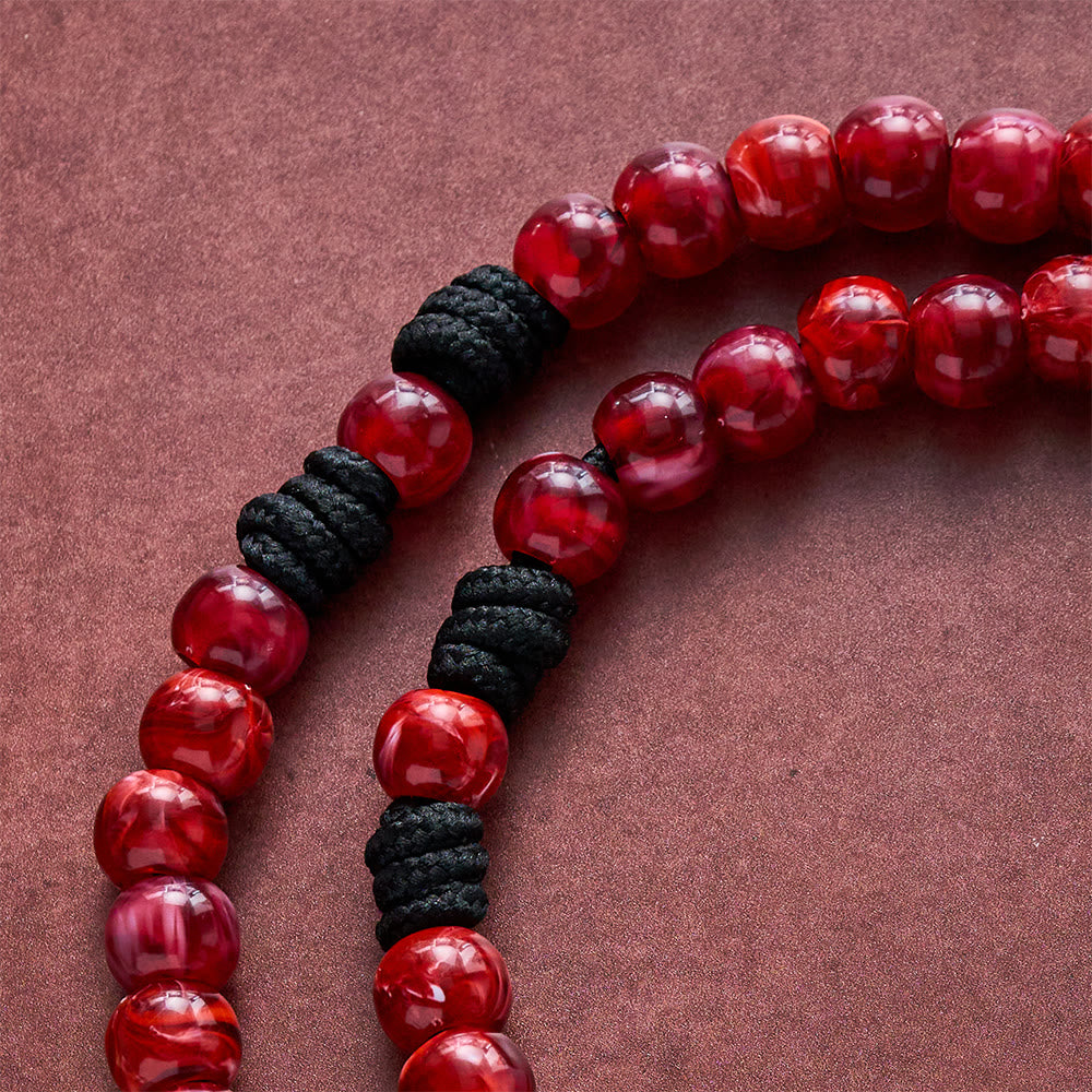 SolaceBeads Rich Red Artistic Rosary with Shell Medal &amp; Sword Crucifix: Pilgrimage Faith Series - image 2