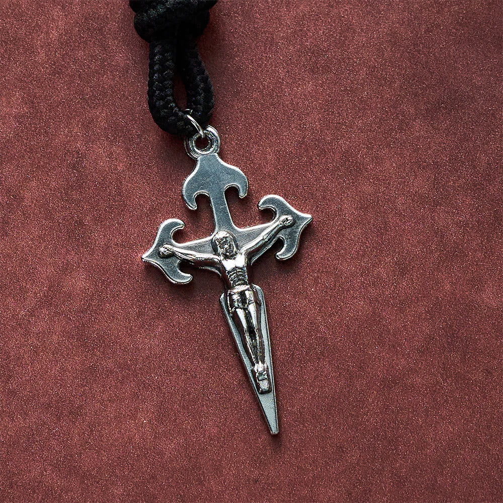 SolaceBeads Rich Red Artistic Rosary with Shell Medal &amp; Sword Crucifix: Pilgrimage Faith Series - image 5