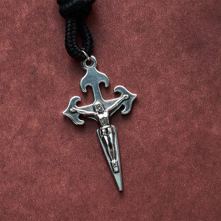 SolaceBeads Rich Red Artistic Rosary with Shell Medal &amp; Sword Crucifix: Pilgrimage Faith Series - image 5