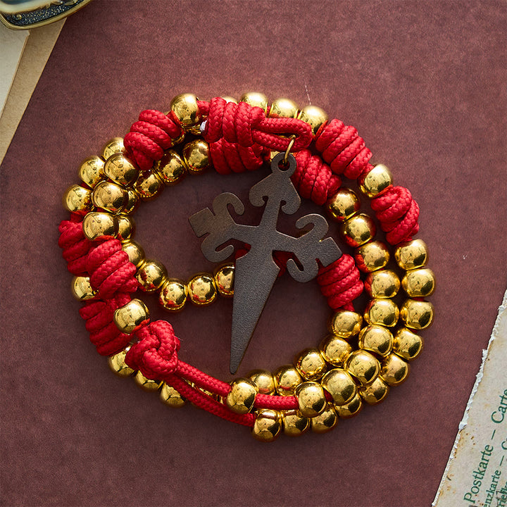 SolaceBeads Knotted Art Rosary, Red Cord Knots, St. James Cross: Faithful Steadfast Daily Devotion - image 8