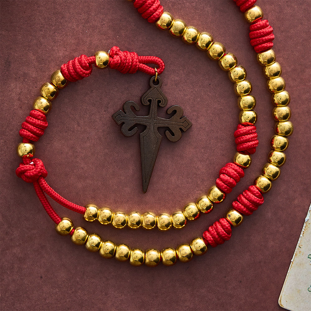 SolaceBeads Knotted Art Rosary, Red Cord Knots, St. James Cross: Faithful Steadfast Daily Devotion - image 7