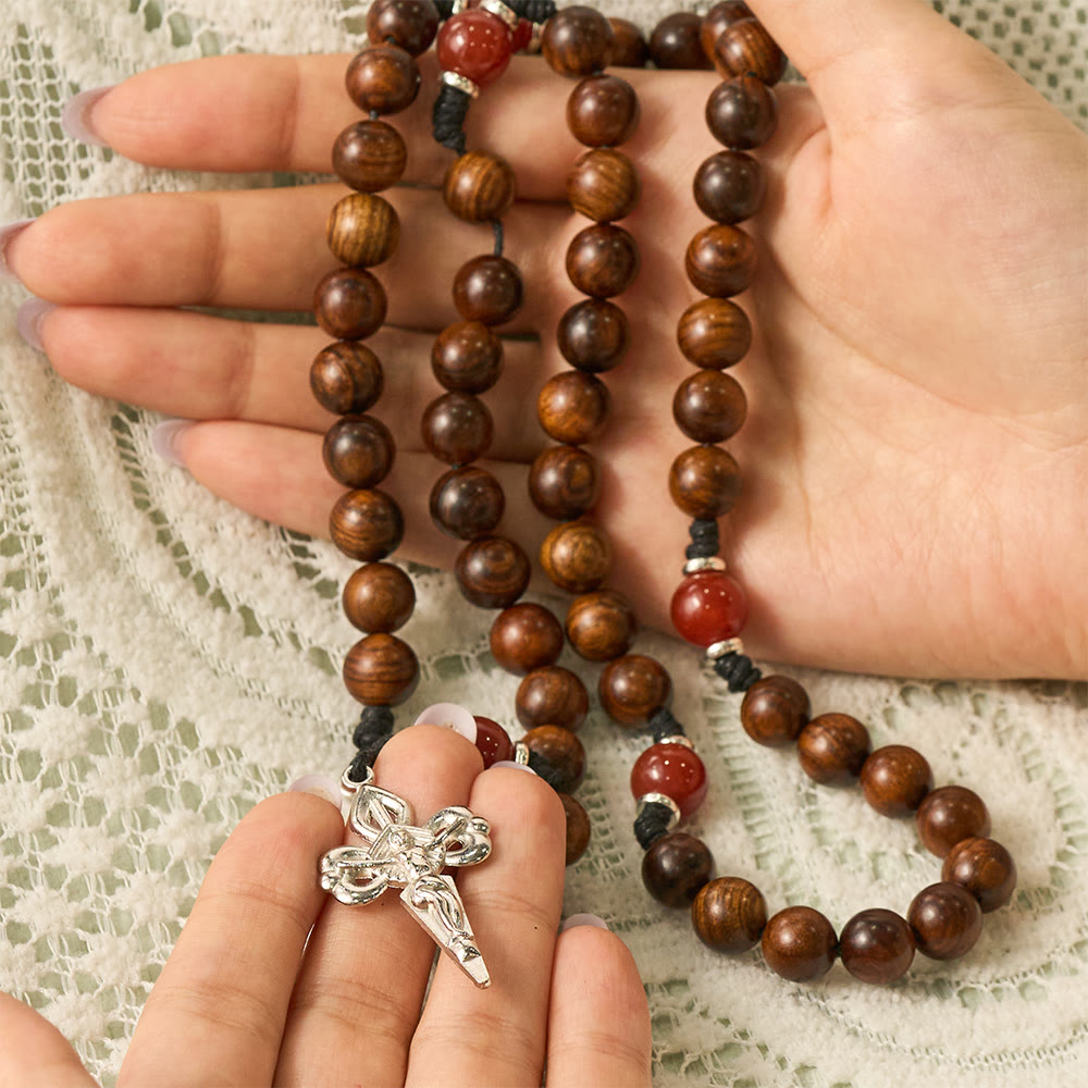 SolaceBeads Black Rosewood Rosary with Scallop Medal &amp; Santiago Crucifix: Rooted in Pilgrimage Faith - image 1