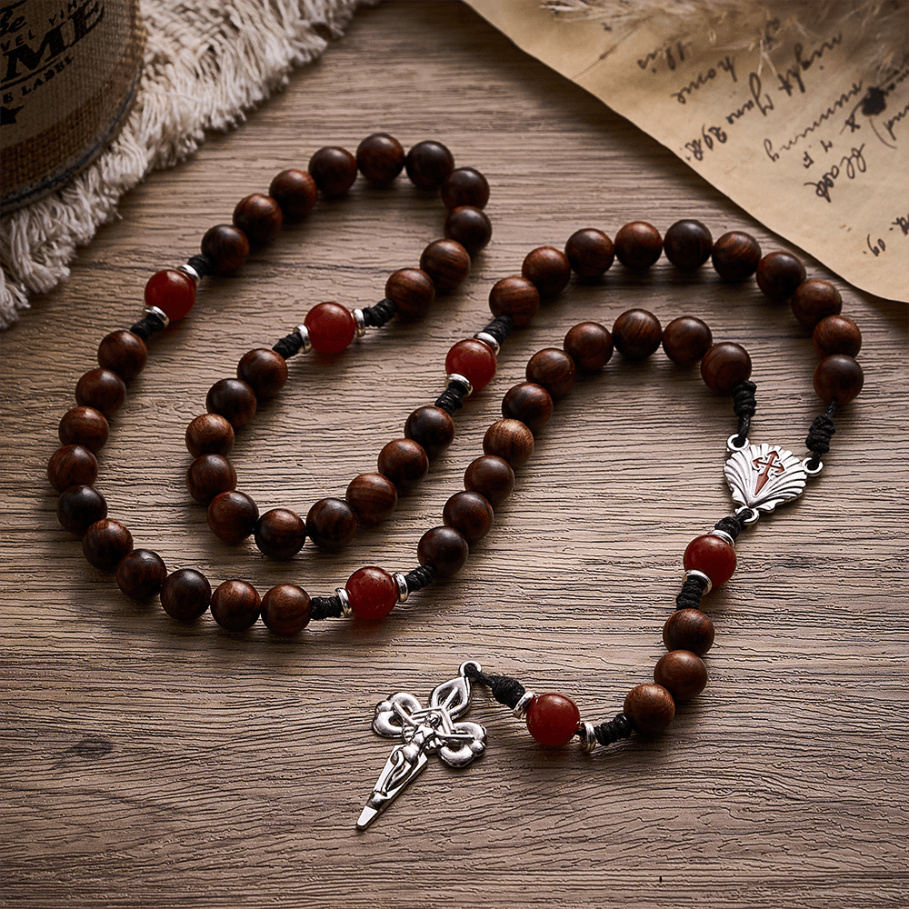 SolaceBeads Black Rosewood Rosary with Scallop Medal &amp; Santiago Crucifix: Rooted in Pilgrimage Faith - image 8