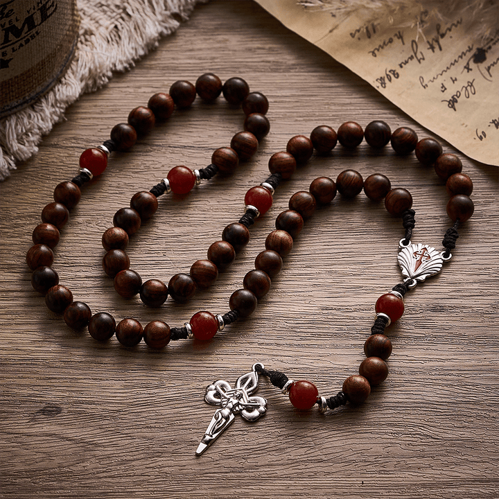 SolaceBeads Black Rosewood Rosary with Scallop Medal &amp; Santiago Crucifix: Rooted in Pilgrimage Faith - image 8