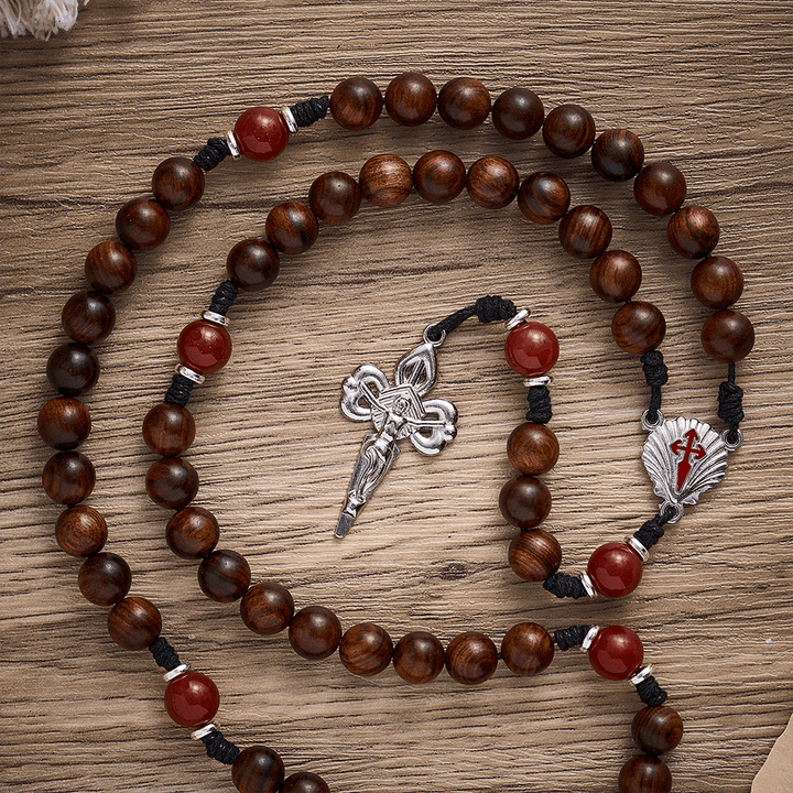 SolaceBeads Black Rosewood Rosary with Scallop Medal &amp; Santiago Crucifix: Rooted in Pilgrimage Faith - image 5